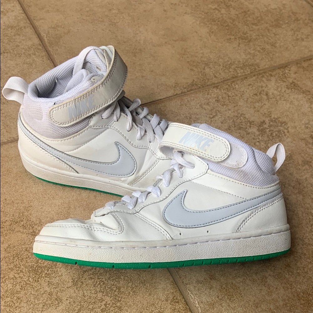 Nike White High-Tops with Green Accents